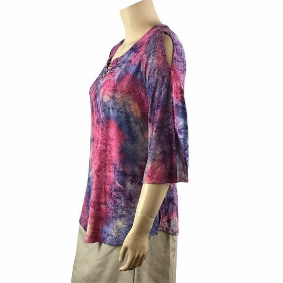Avenue Top Size 14/16 Pink Multicolor Floral Print - Picture 4 of 8